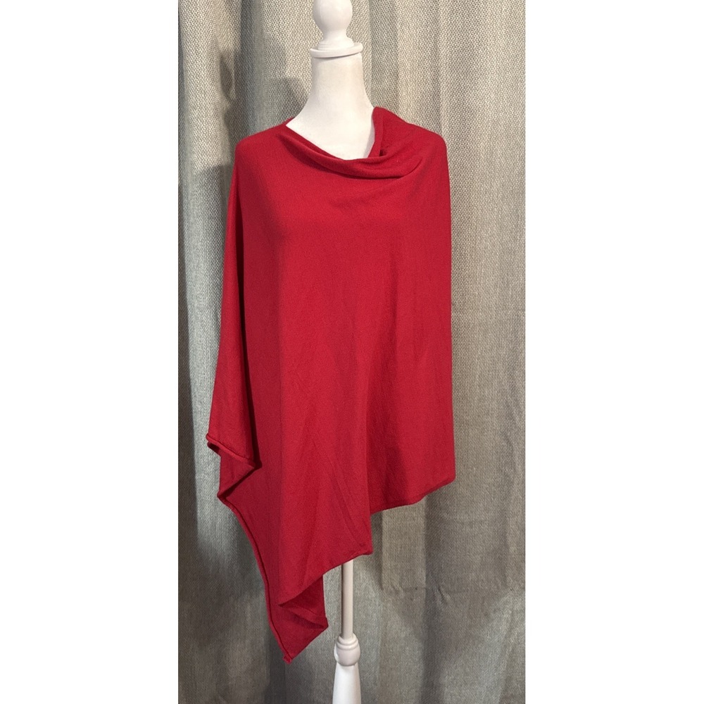 Free People X Look By M Simply Poncho One Size Red Asymmetrical Boho Sweater NWT